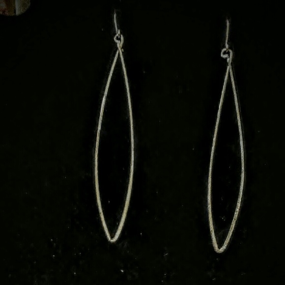 Long Dangling Silver hoop Earrings - Picture 2 of 2